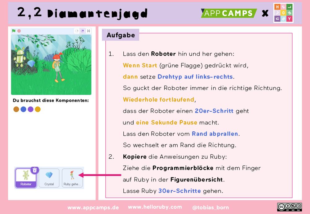 Programmierkarte mit Anleitung für den Roboter