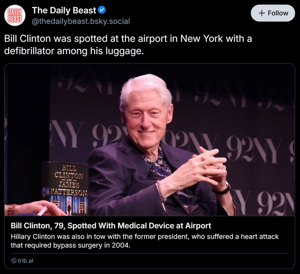 Article: Bill Clinton, 79, Spotted With Medical Device at Airport