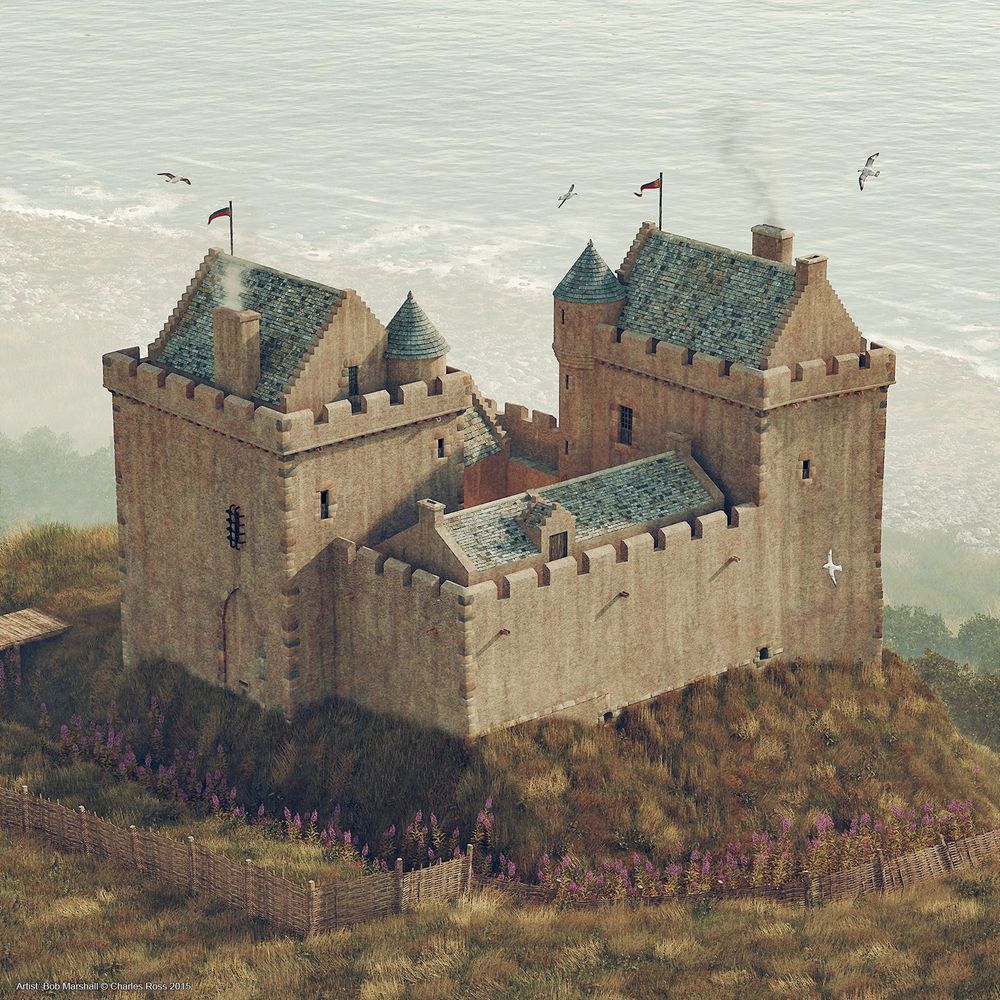 Digital reconstruction depicting Ardrossan Castle as it might have looked in the 1500s. © Bob Marshall / Charles Ross 2015