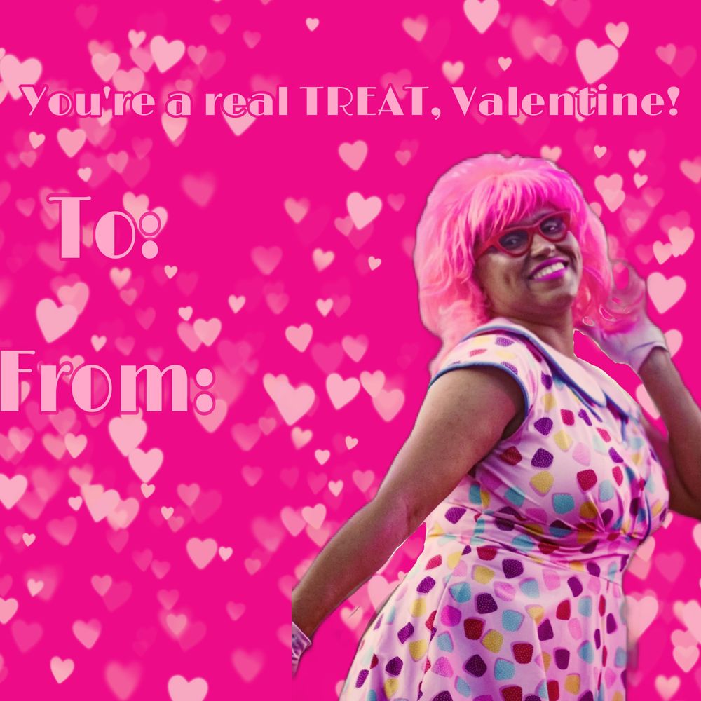 Valentine’s e-card depicting Miss Treats from HHN 33’s Major Sweets Candy Factory and the caption “You’re a real TREAT, Valentine!” Photo by Instagram user shootthebats