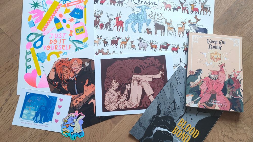 Prints and books and stickers