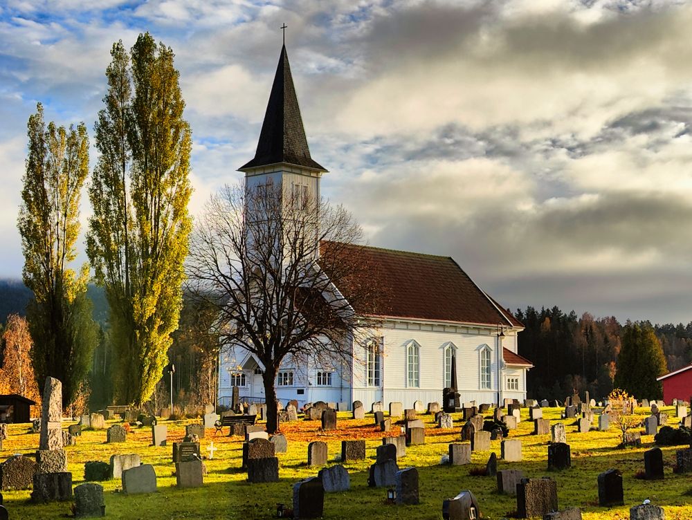 Old church in Norway taken during golden hour. 