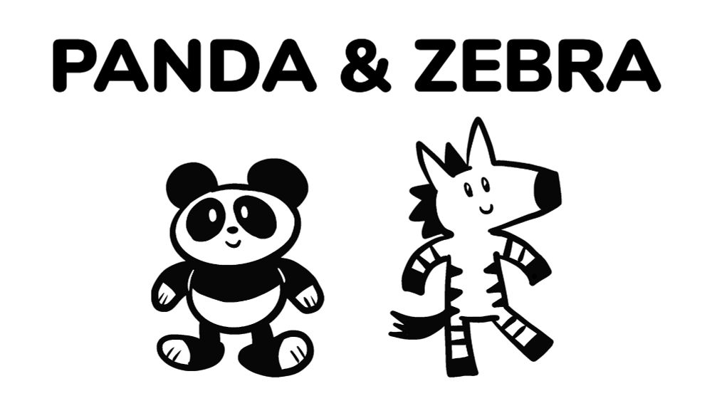 An illustration of a panda and a zebra under the title "PANDA & ZEBRA"