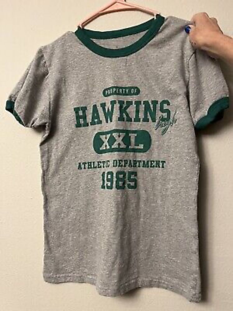 Stranger Things Adult Small Unisex Hawkins High Gray PE Tshirt Netflix