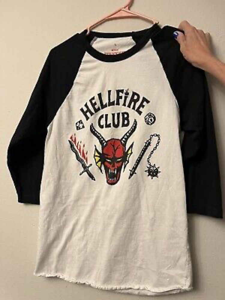 Stranger Things Netflix Hellfire Club Unisex Small Adult Baseball Tshirt