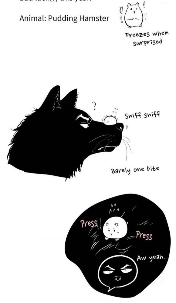 Panel from Jinx creators note where Minga drew Dan as a hamster and Jaekyung as a wolf