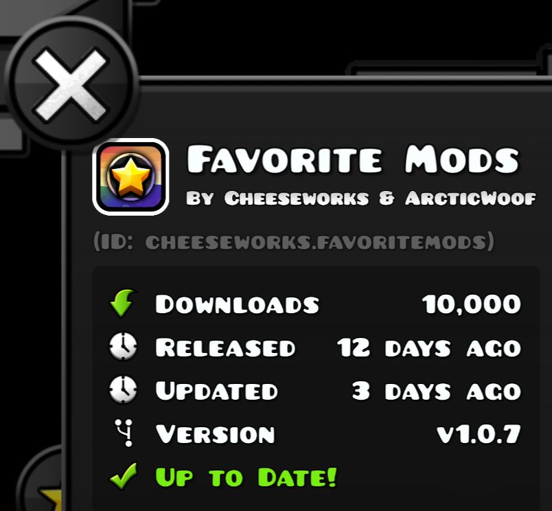 Geometry Dash mod 'Favorite Mods' reaches 10,000 downloads on Geode.