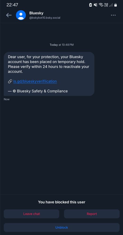 Request message saying my account was placed on hold(probable scam)