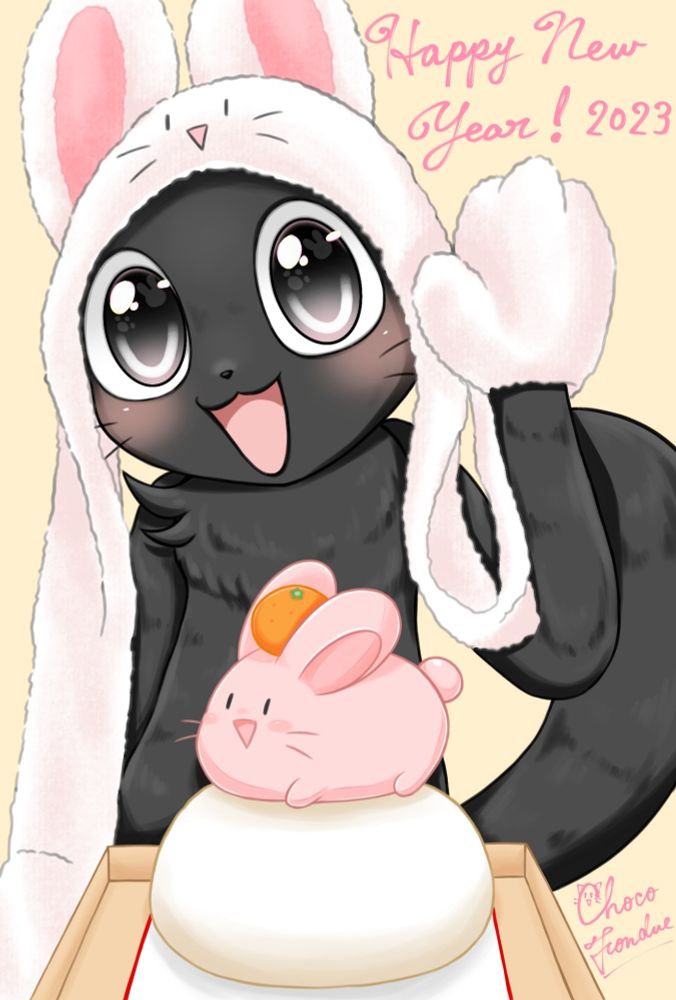ウサギに扮する黒猫くろにゃくん と お友達のうしゃぎもち
2023年1月1日制作

#art #イラスト#illustration #絵 #oc #オリキャラ #一次創作  #創作クラスタさんと繋がりたい #絵描きさんと繋がりたい #春の創作クラスタフォロー祭 #絵柄が好みって人にフォローされたい #イラスト好きさんと繋がりたい #自創作に狂っている人間と繋がりたい #ねこ #黒猫 #鏡餅 #お正月  #兎年 #うさぎ