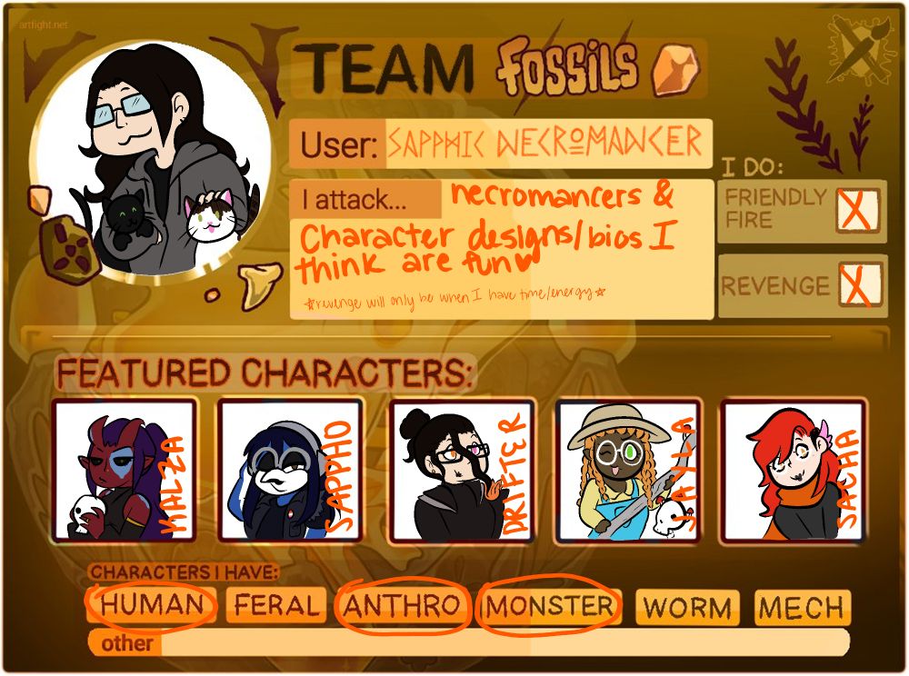 Team fossil art fight card