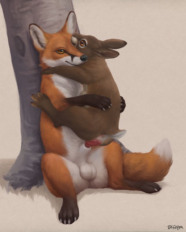 A rabbit riding fox dick