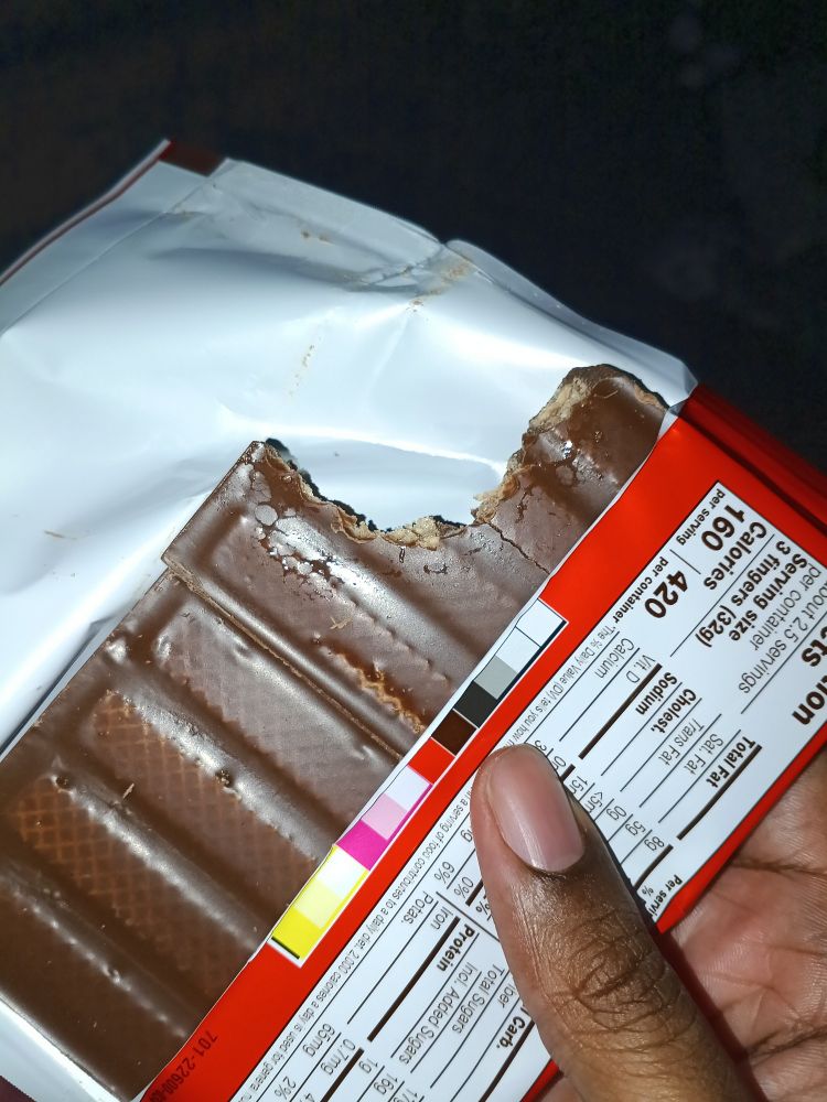 King size KitKat clearly bitten into rather than broken apart.