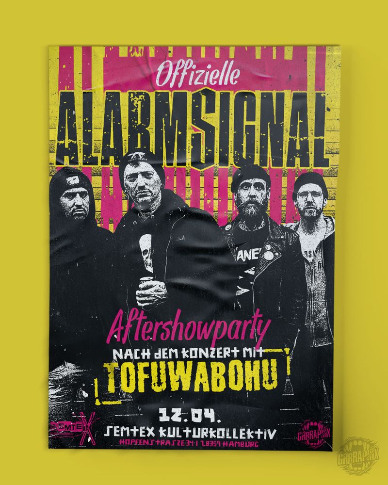 Poster-/Flyerdesign - 12.04.2025 - Offizielle Alarmsignal Aftershowparty mit DJ Tofuwabohu at Semtex, Hamburg