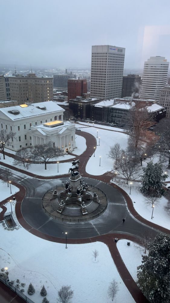 A snowy view of Virginia’s Capital Square. 
