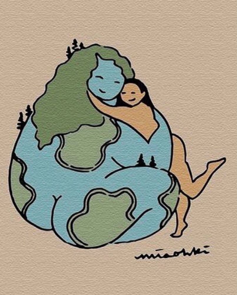 Woman hugging Mother Earth