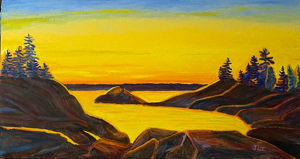 Glow in the sky on the bold rocky coast at the shore as I edge down and worship this sacred ground