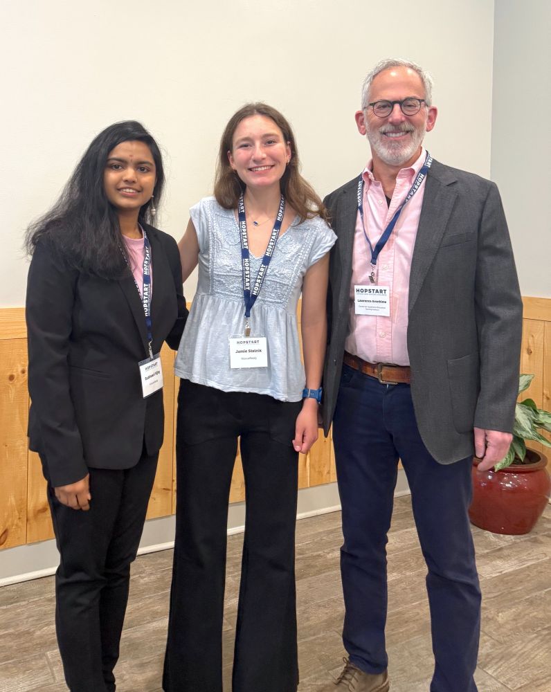 Subhasri Vijay, Jamie Stelnik, and Larry Aronhime pose together.