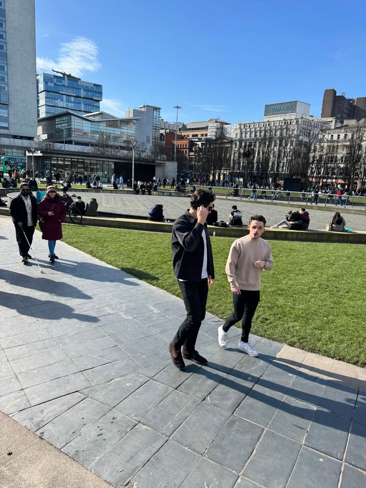 SLC Coordinatoe walking with one of the participants 
