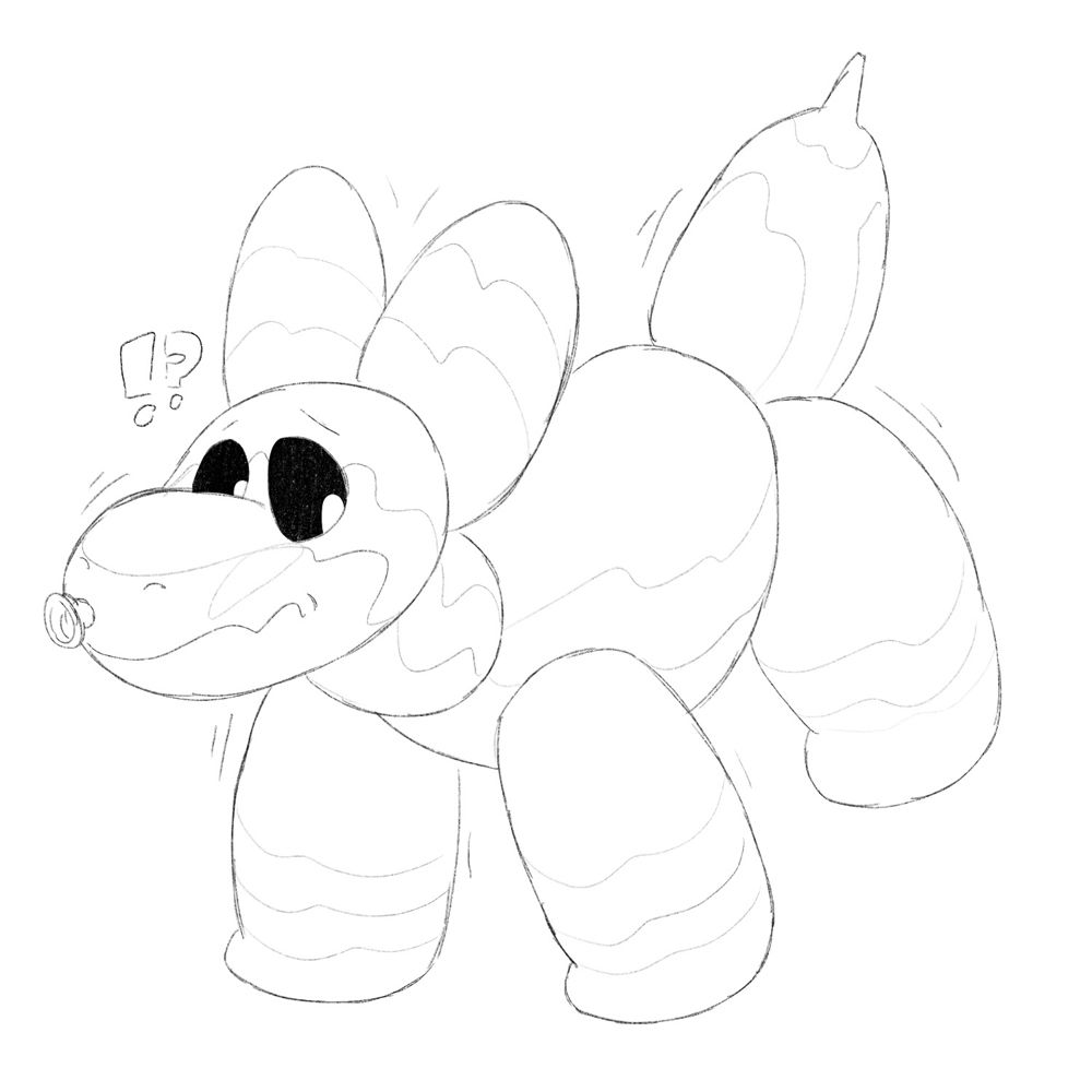Bloo as a balloon dog, all confused on why he morphed in this.

This is non-canon