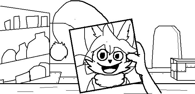 A hand holds up a picture of a moogle that is positively beaming