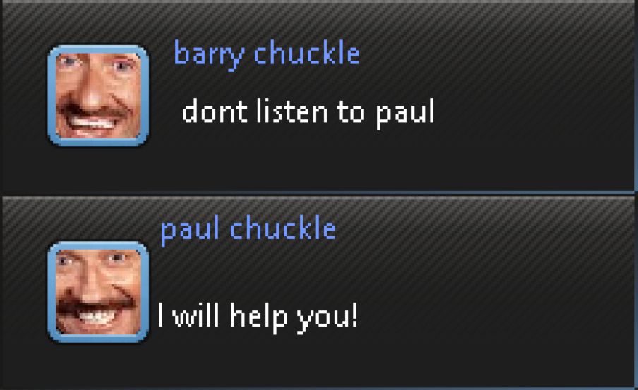 team notifications.

bottom is from "paul chuckle" saying "I will help you!"

top is from barry chuckle saying "dont listen to paul"