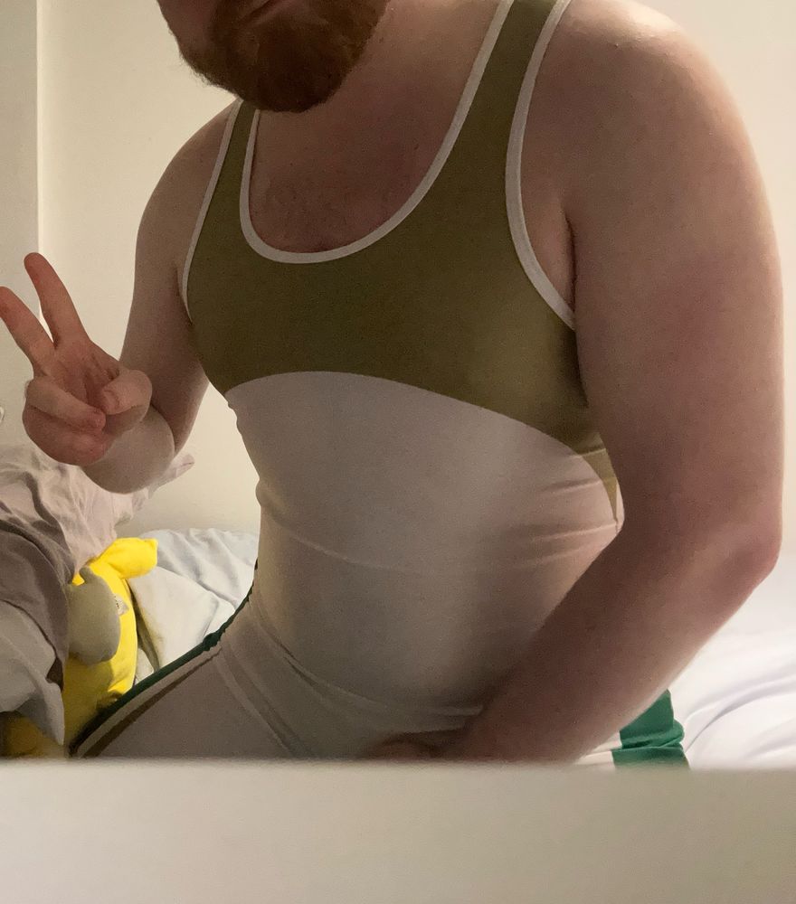Green and white singlet 