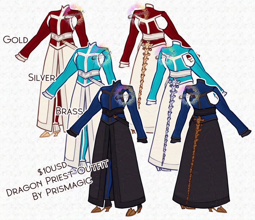 A pay to use outfit- the outfit itself is a set of robes with draconic scales and a skeleton tail on the back of the belt. It comes in three different colourways which are labeled after the colour metal used in the design.