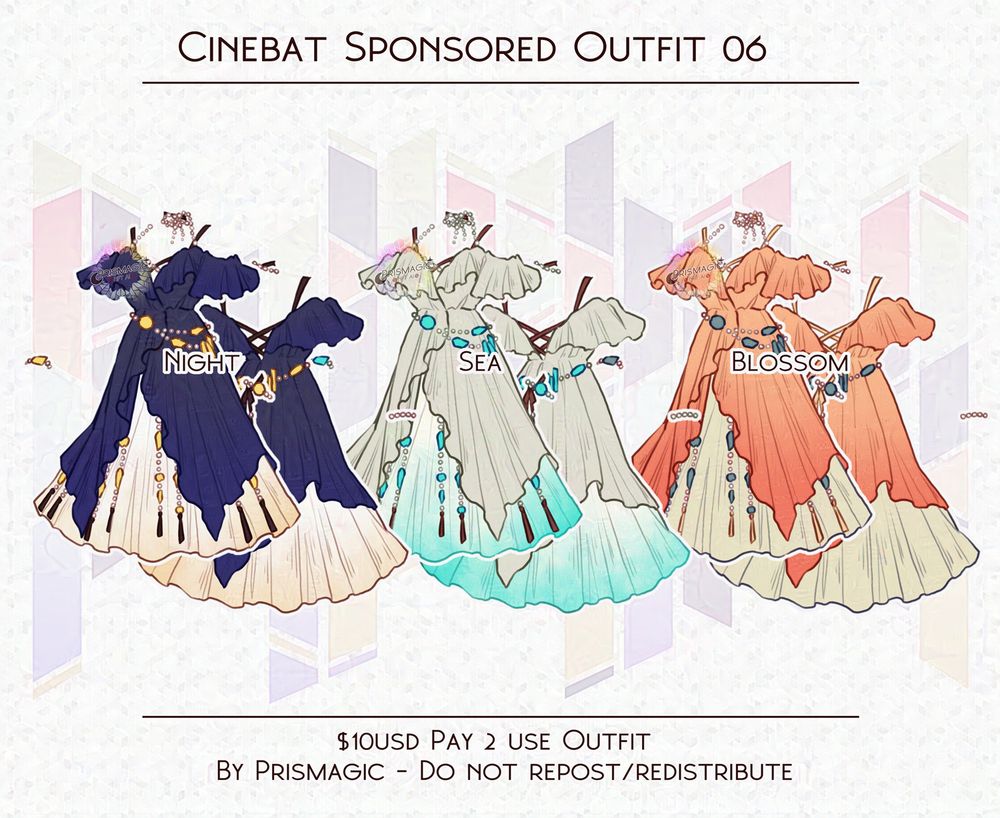 An outfit adoptable. The outfit is a frilly dress with seaglass accessories.