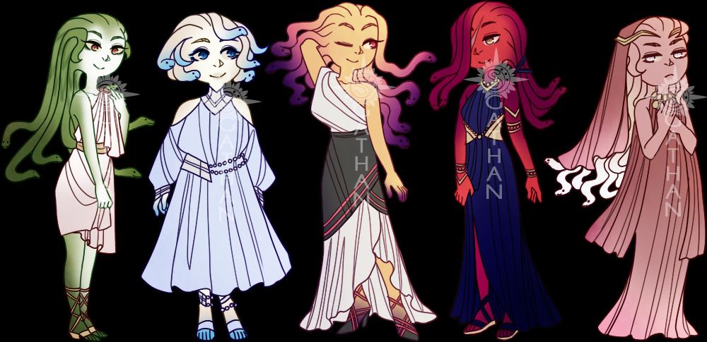 An adopt set of Gorgon women.