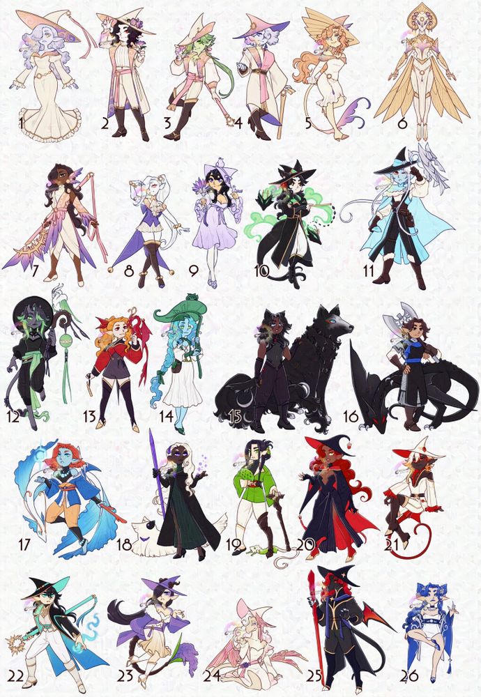 A massive set of 26 character designs. They're all varied designs spanning across a few different themes.