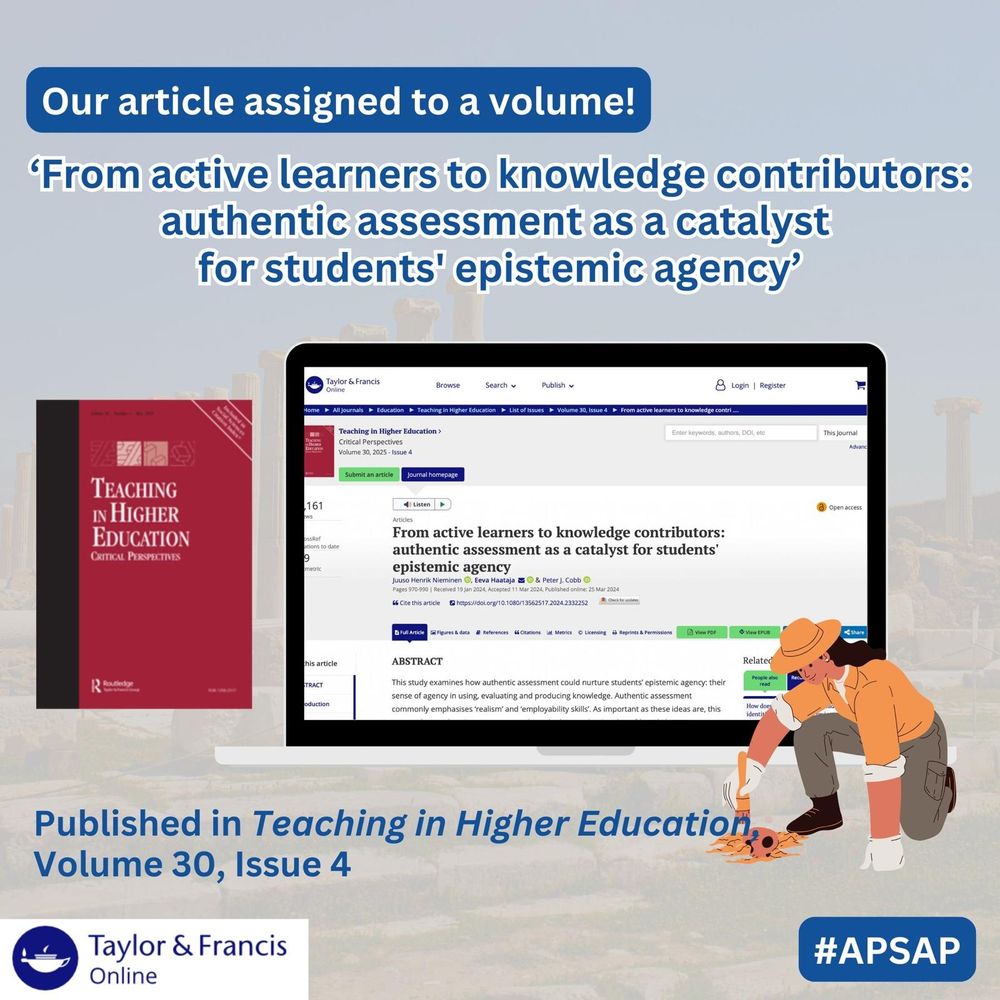 Screencap of our article in Teaching in Higher Education and the cover of Teaching in Higher Education