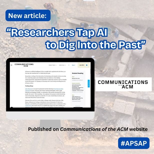 Screencap of the article in Communications of the ACM and photo of an ancient site in the background