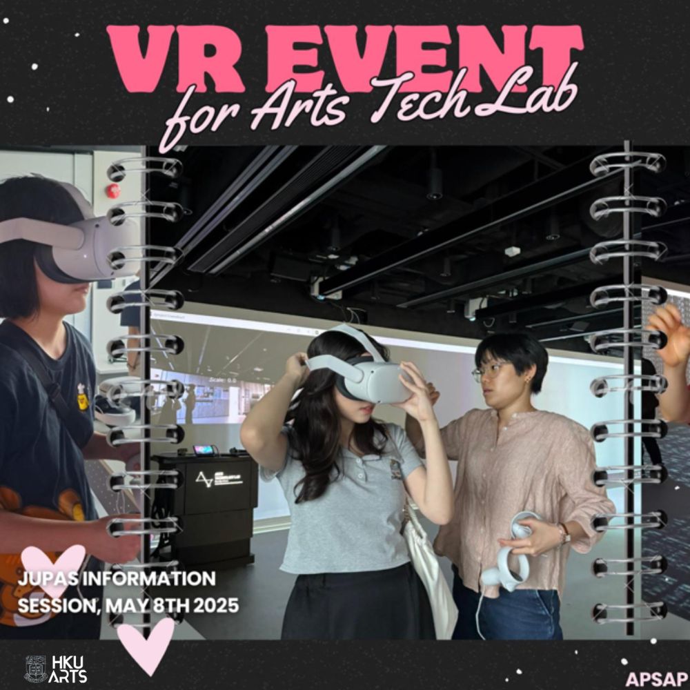 Photos of secondary school students experiencing VR technology in the HKU Arts Tech Lab