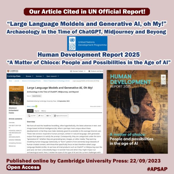 Screencap of the article in Cambridge University Press and cover of Human Development Report 2025 