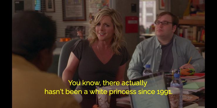 30 Rock screenshot: "You know, there actually hasn't been a white princess since 1991."