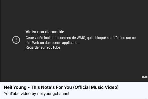 impossible de regarder le clip de This Note's for You