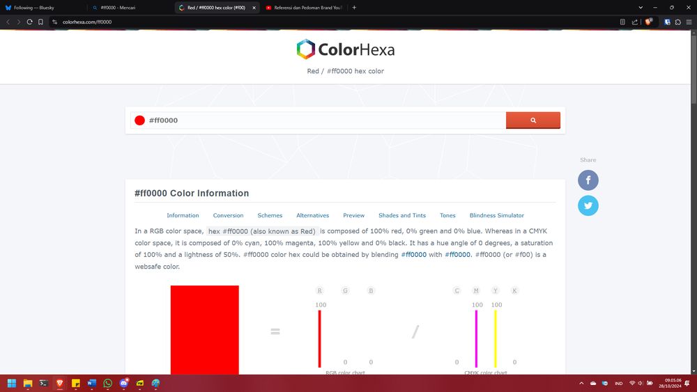#FF0000, known as red color (YouTube's original brand color)