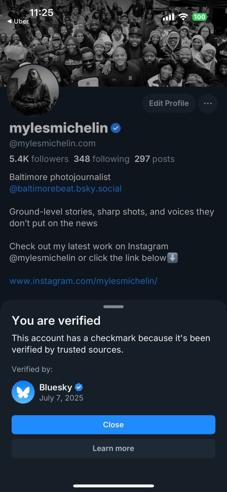 Profile of @mylesmichelin showing off the verified/blue check.