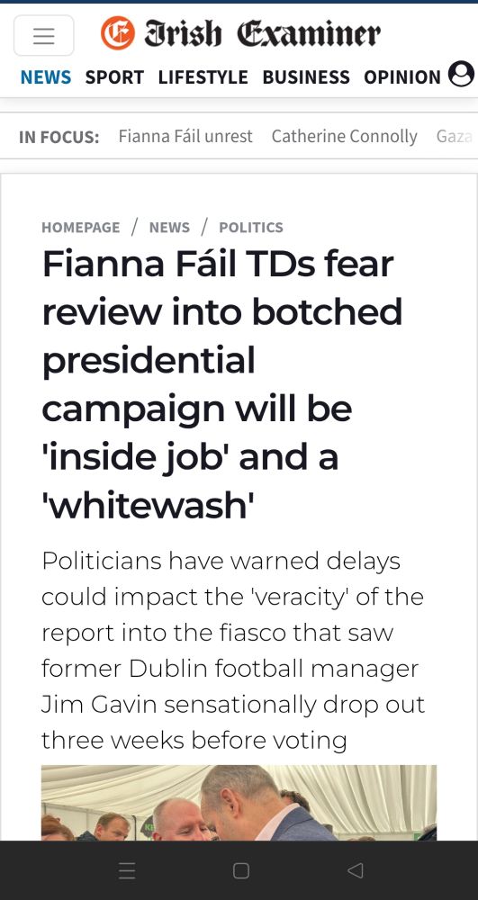 Irish Examiner:
Fianna Fáil TDs fear review into botched presidential campaign will be 'inside job' and a 'whitewash'
Politicians have warned delays could impact the 'veracity' of the report into the fiasco that saw former Dublin football manager Jim Gavin sensationally drop out three weeks before voting