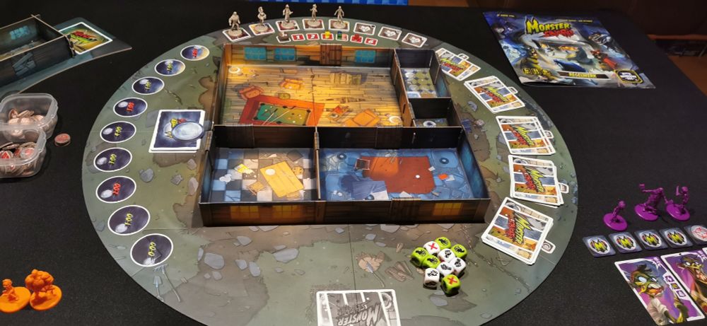 Spielaufbau monster slaughter mit Zombies und Psychos