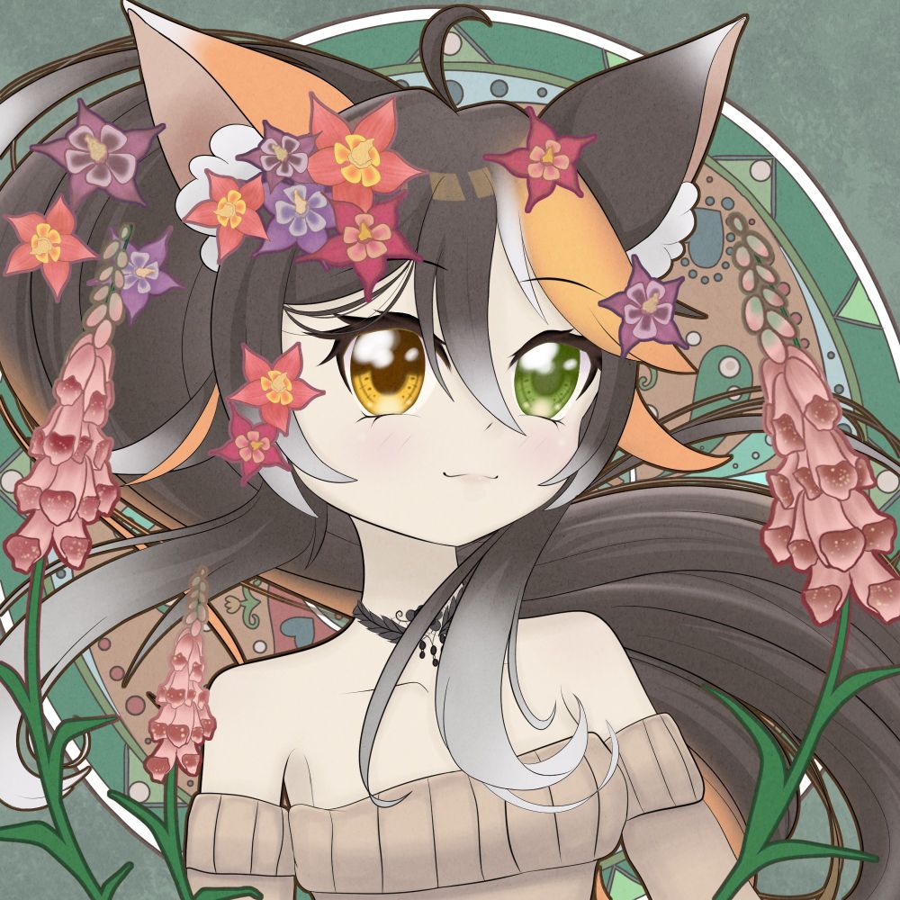 Art Nouveau inspired icon featuring SaltyFoxWaffle’s OC 
