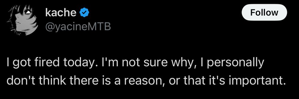 Annoying, bad person fired from annoying, bad company. 
