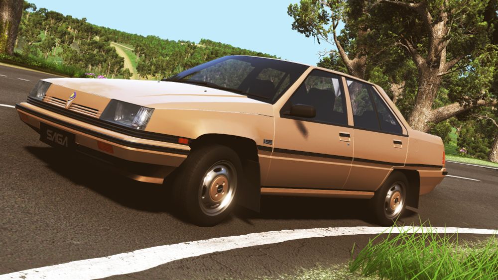 Pre-facelift Proton Saga in BeamNG via the SimpleNG mod pack.