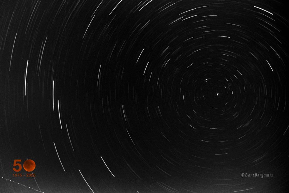 Some of my first astro images were circumpolar star trails. This one included the Big Dipper and Polaris. In February of 1976, I finally purchased my own (real) camera — a Pentax SP1000 SLR, with a tripod. Taken on Kodak Tri-X film.