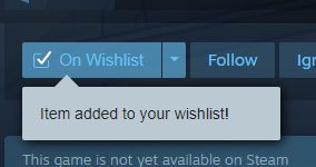 Picture of game being added to Steam wishlist
