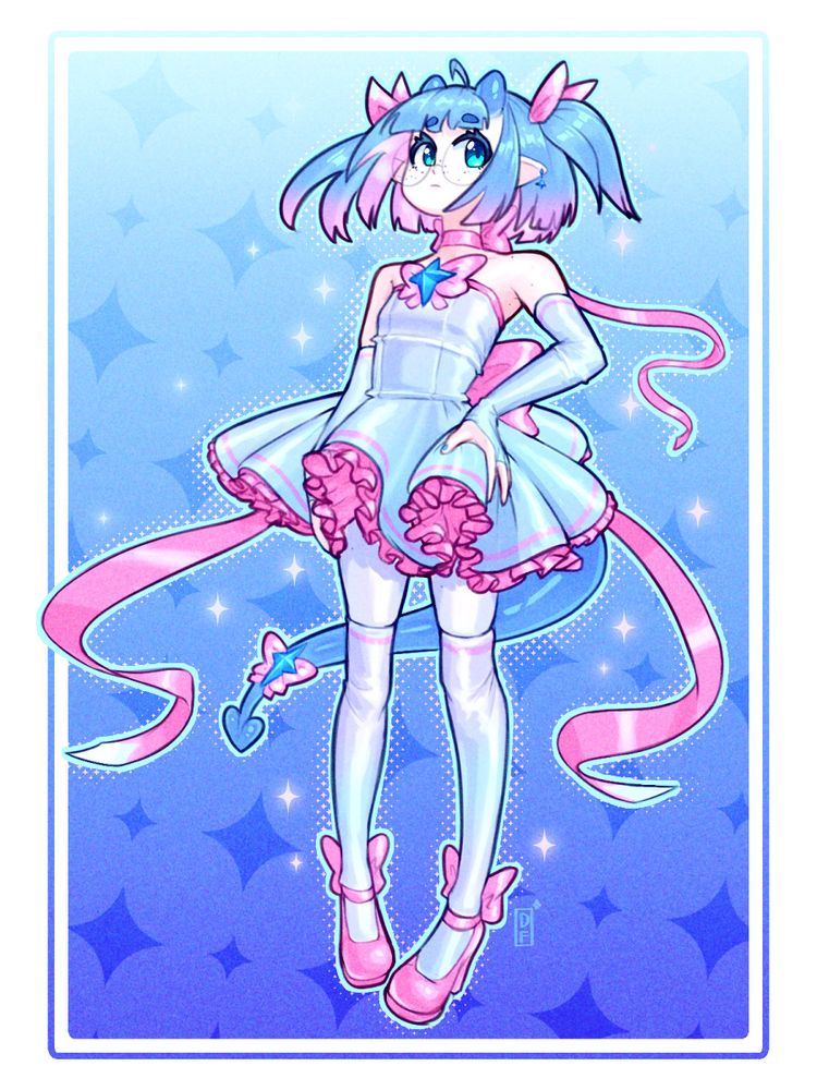 Digital art of my OC, Elizabeth Penn, AKA Prisma Witch Star, a half-demon magical girl.