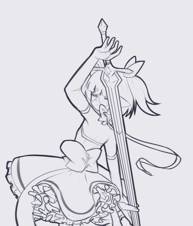 Sketch of a half-demon magical girl