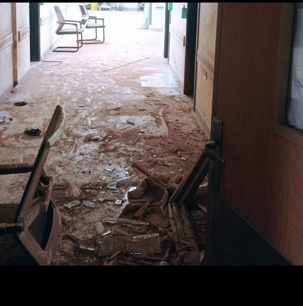 Images from inside Al-Rantisi pediatric cancer ward after first bombing by Israel first week of November.