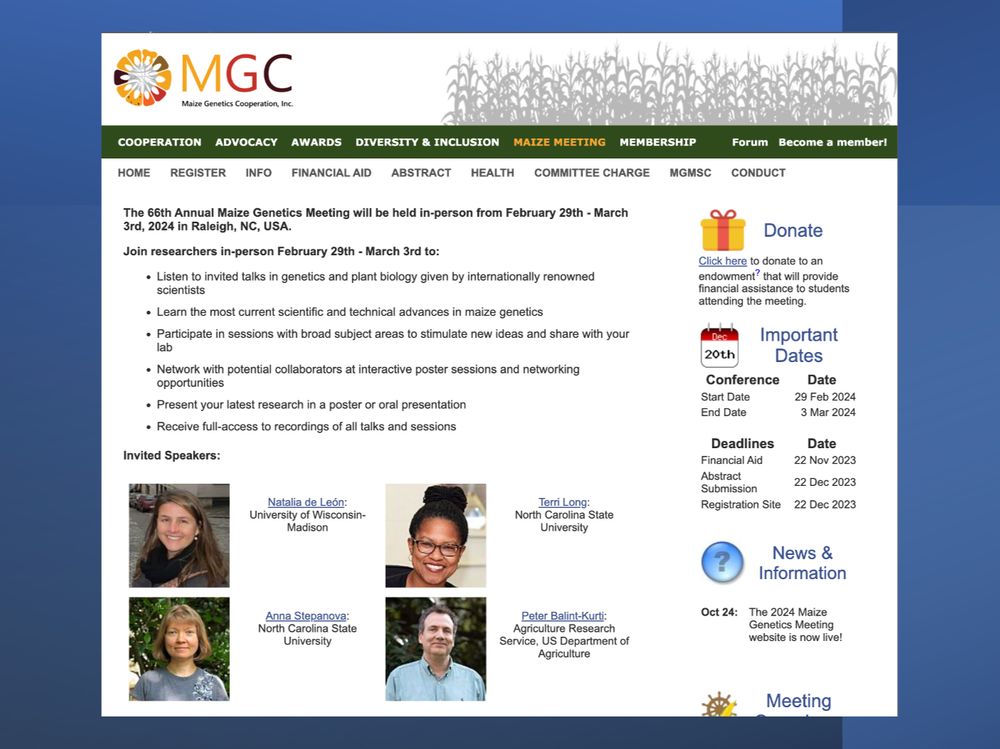 Photo of the Maize Genetics Meeting homepage.