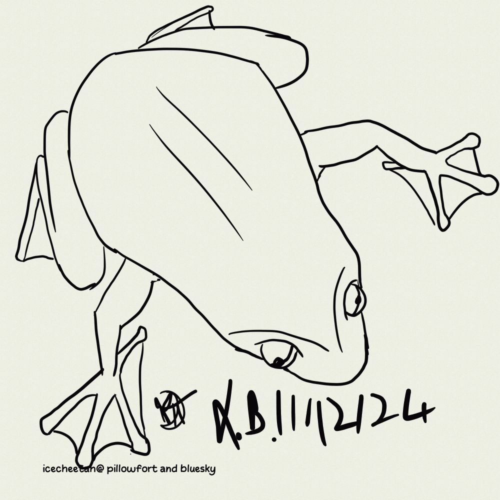 A lineart of a toad on a grey background.